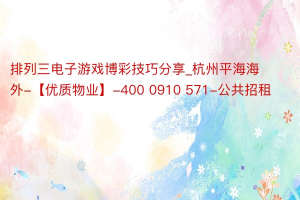 排列三电子游戏博彩技巧分享_杭州平海海外-【优质物业】-400 0910 571-公共招租